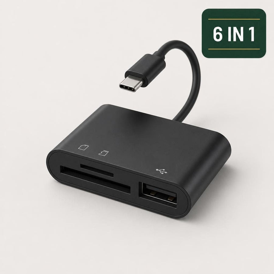 Lecteur de cartes USB-C 6-en-1 pour cartes microSD et SD