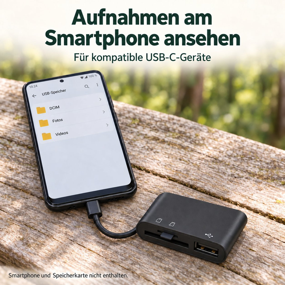 Visionner les prises avec le lecteur sur un smartphone USB-C compatible