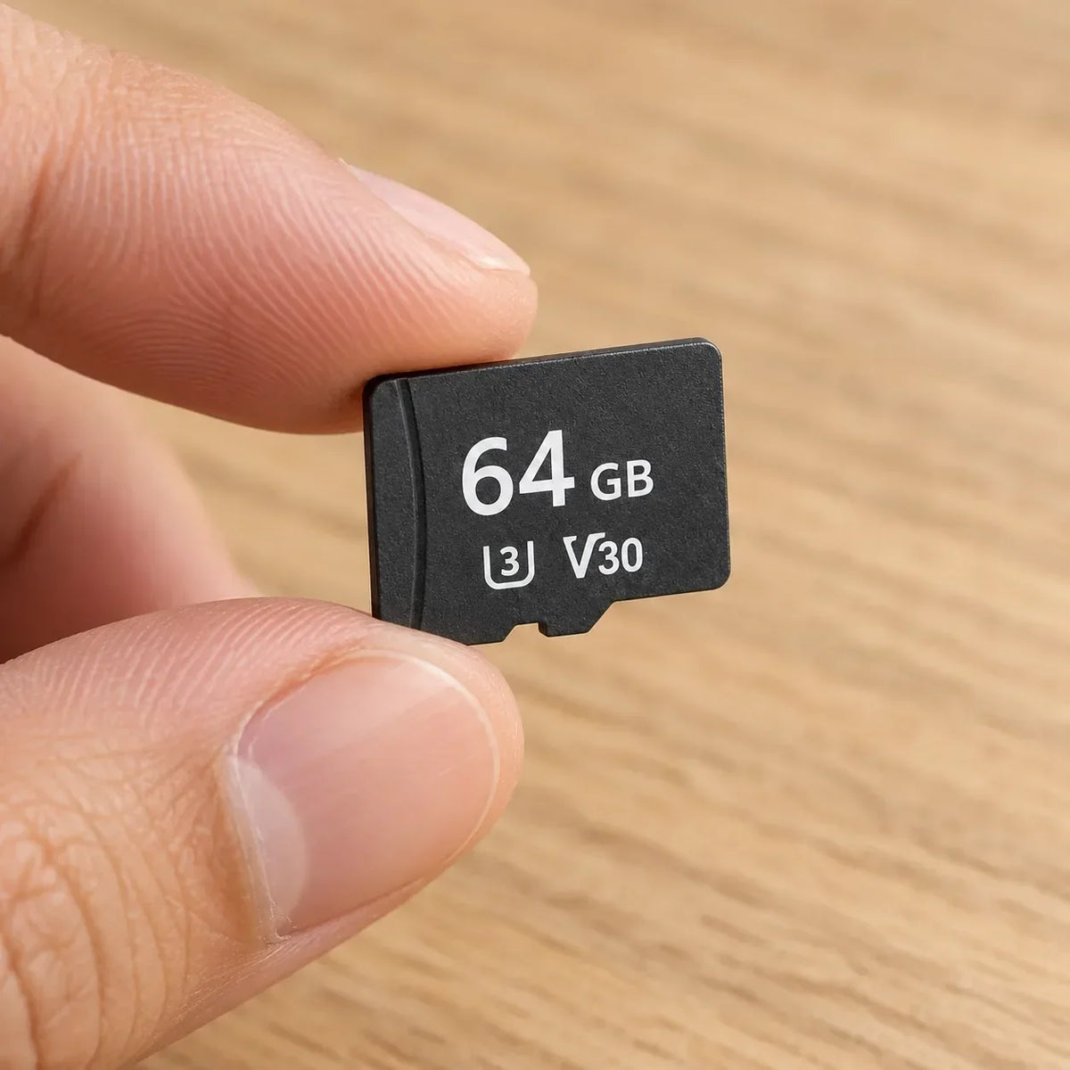 Carte microSD 64 Go U3 V30 dans la main