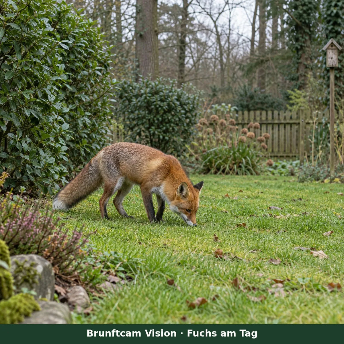 Traqéo Vision : renard de jour dans un jardin