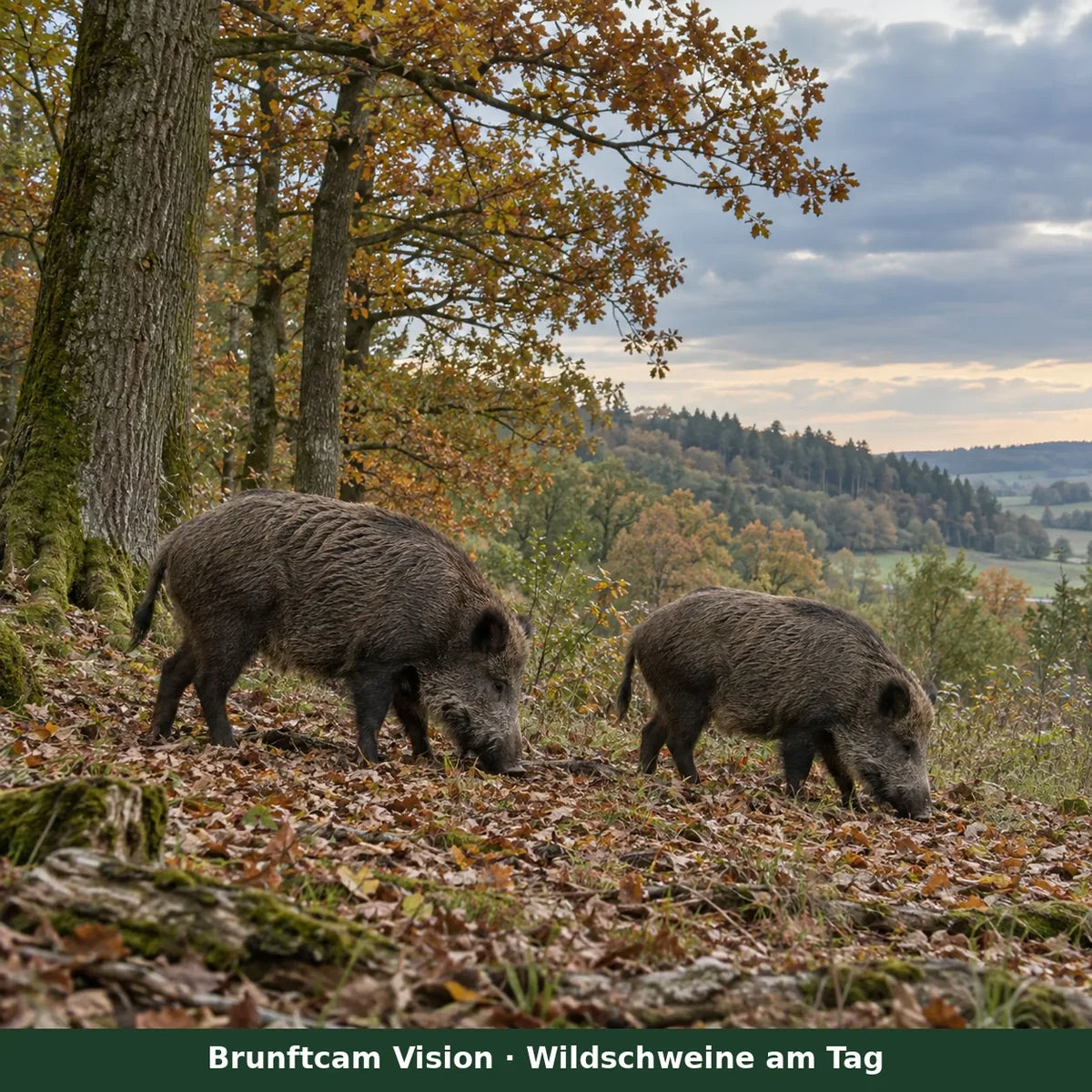 Traqéo Vision : sangliers de jour dans une forêt d'automne